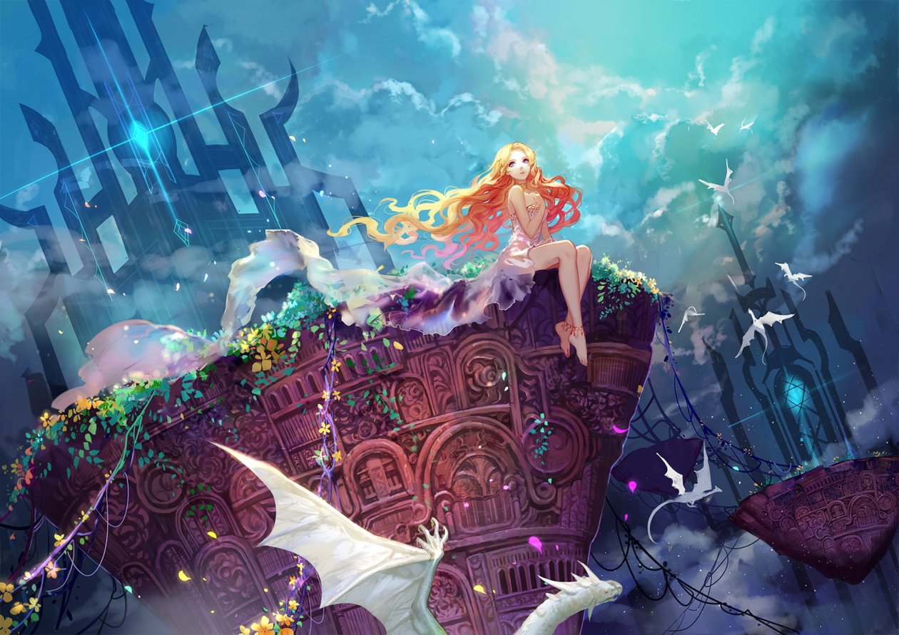 Fantasy Girl Long Hair In Dragon Dress