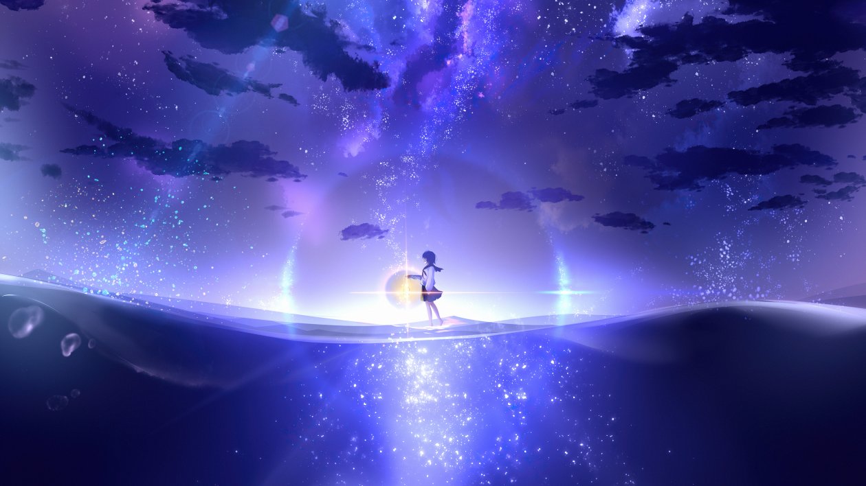 Walking In Ocean Anime Girl 5k