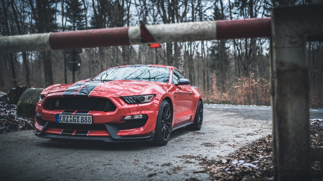 Ford Mustang Shelby GT350 Red Stripes 4k