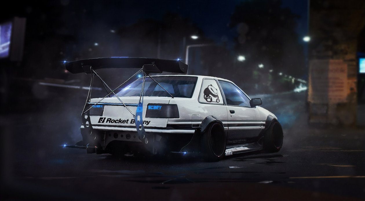 Toyota Ae86 Scary Digital Art 4k
