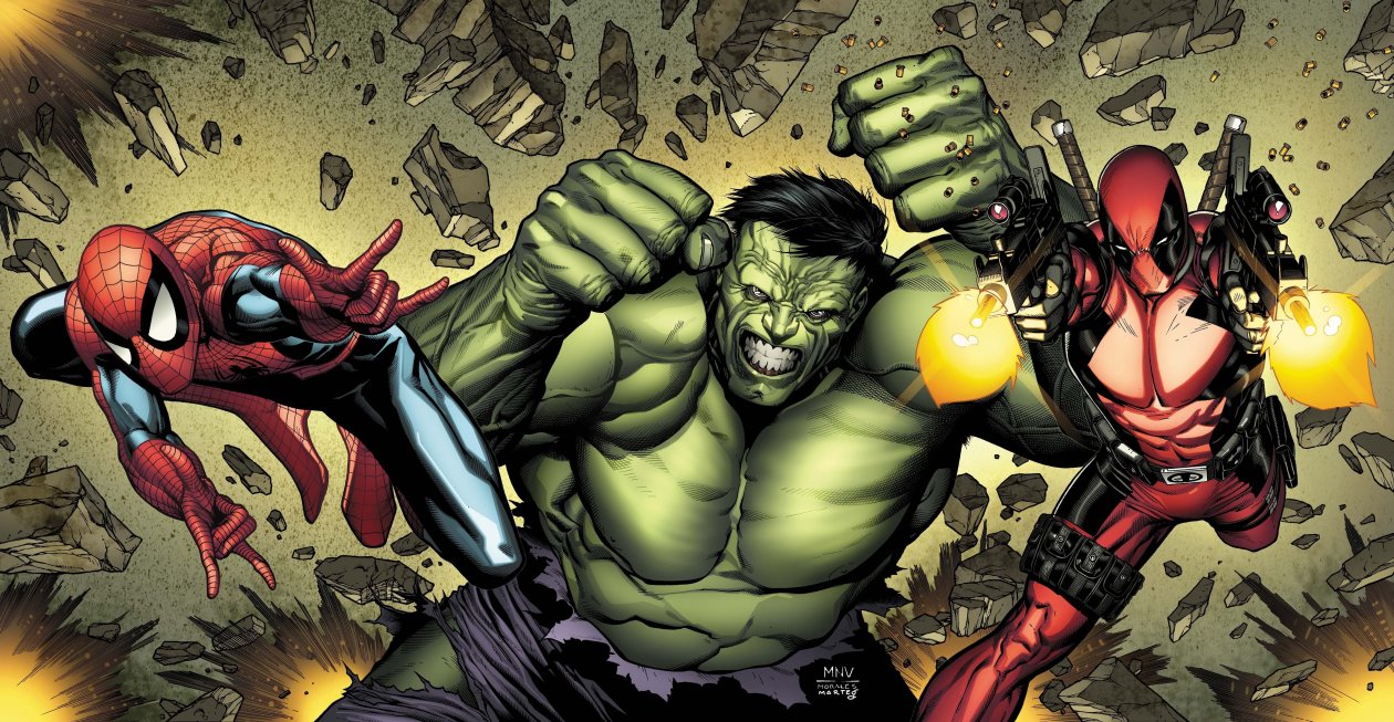 Deadpool Hulk Spiderman Art