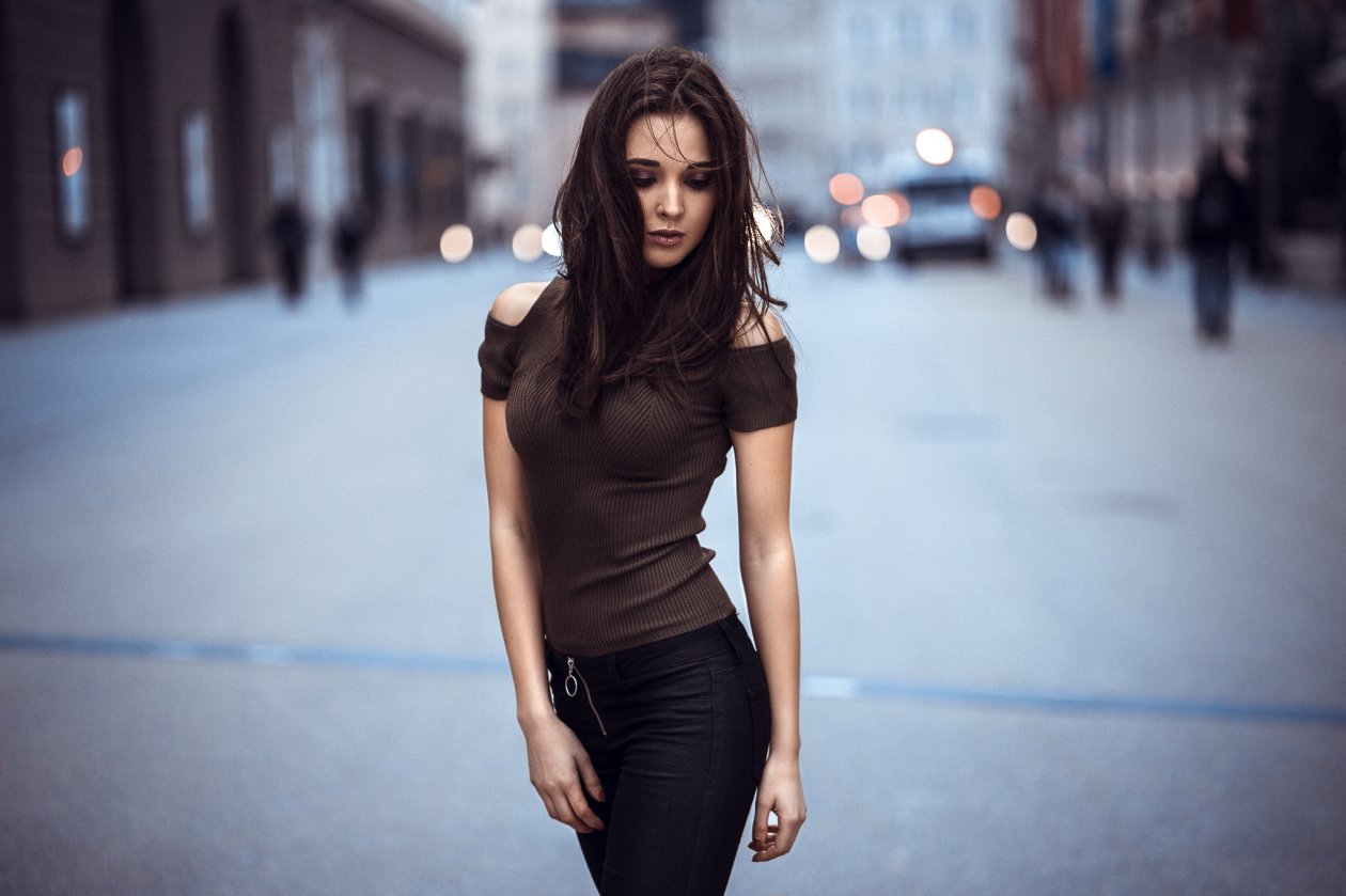 Girl Outdoor Looking Down