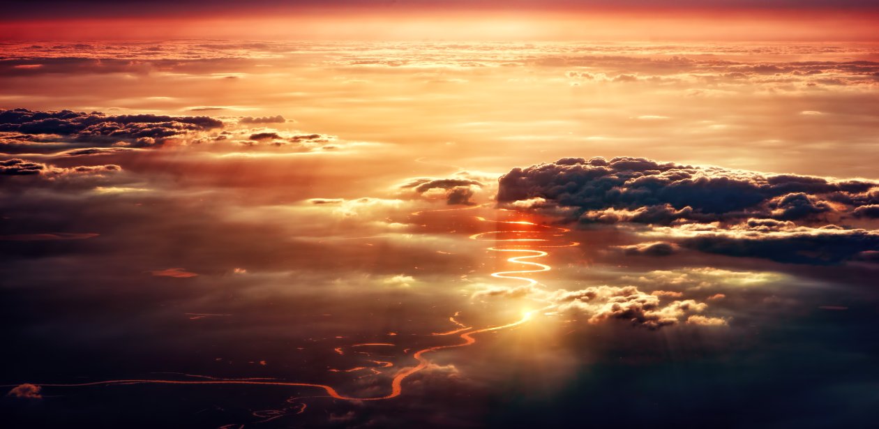 Clouds Sunset Reflection 5k