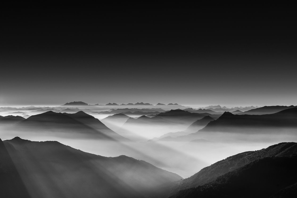 Haze Mountain Landscape Monochrome 5k