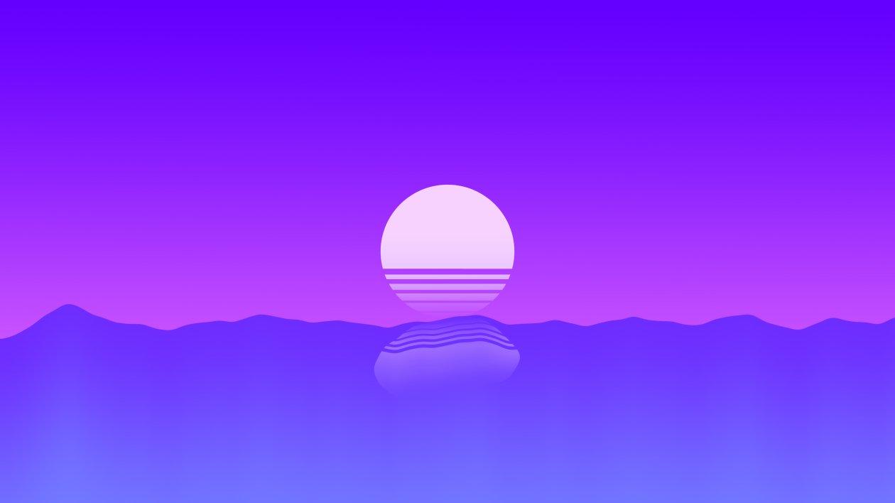 Sunset Outrun Minimalism 4k