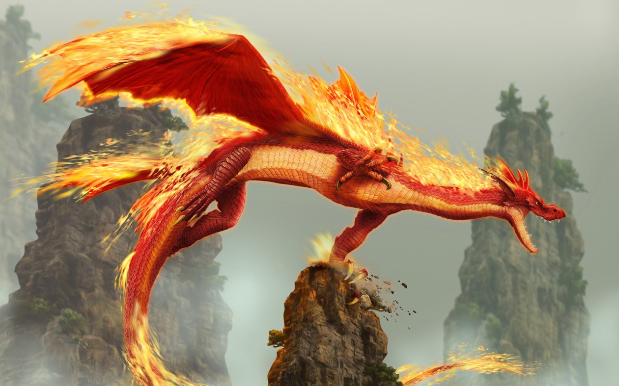 Red Fire Dragon Creature Fantasy Monster 5k