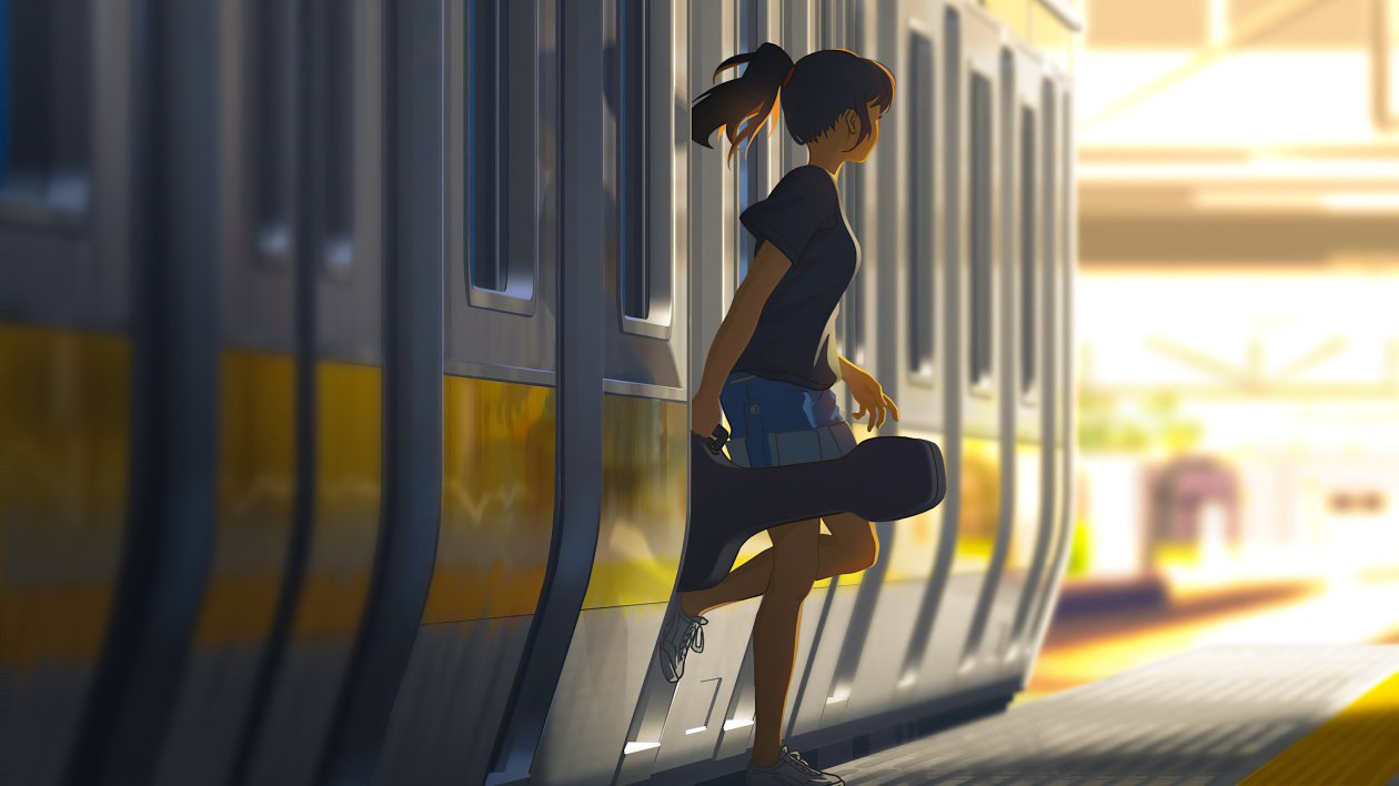 Anime Girl Getting Out Of Train 4k