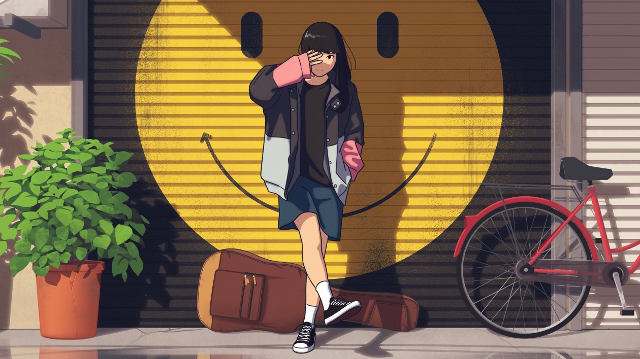 Keep Smiling Anime Girl 4k