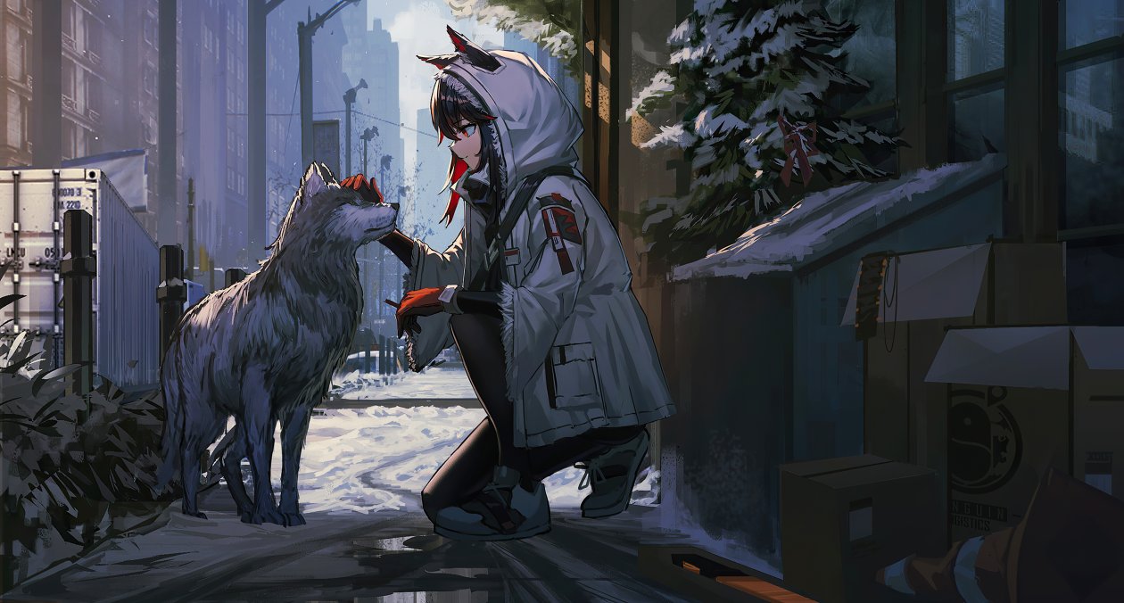 Anime Girl Petting Dog