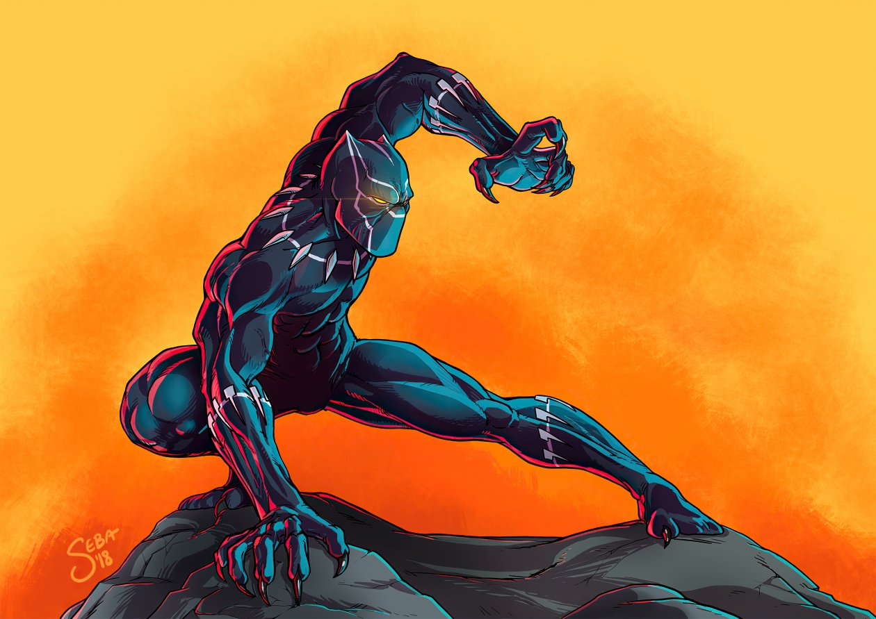 Black Panther Digital Paint Art 4k