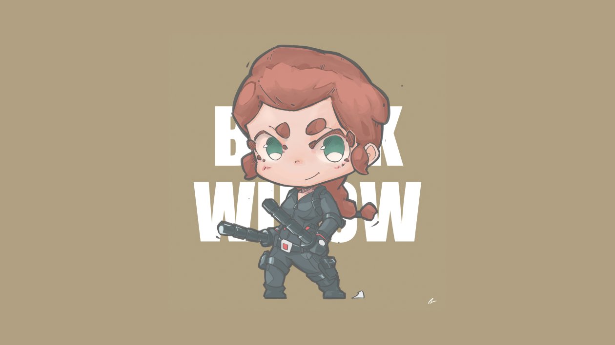 Black Widow Minimal Chibbi 4k
