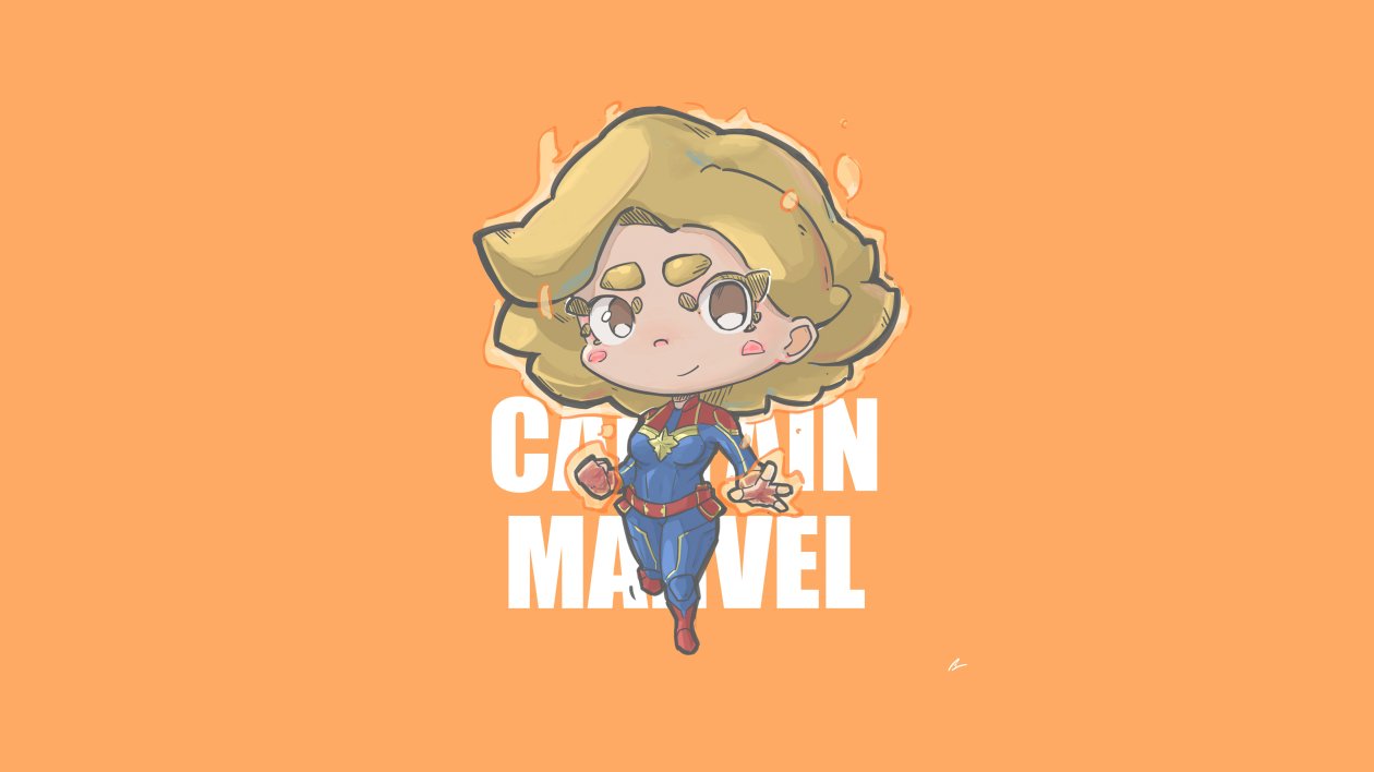Captain Marvel Minimal Chibbi 4k