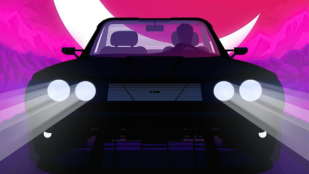 Car Ride At Moon Night Minimalism