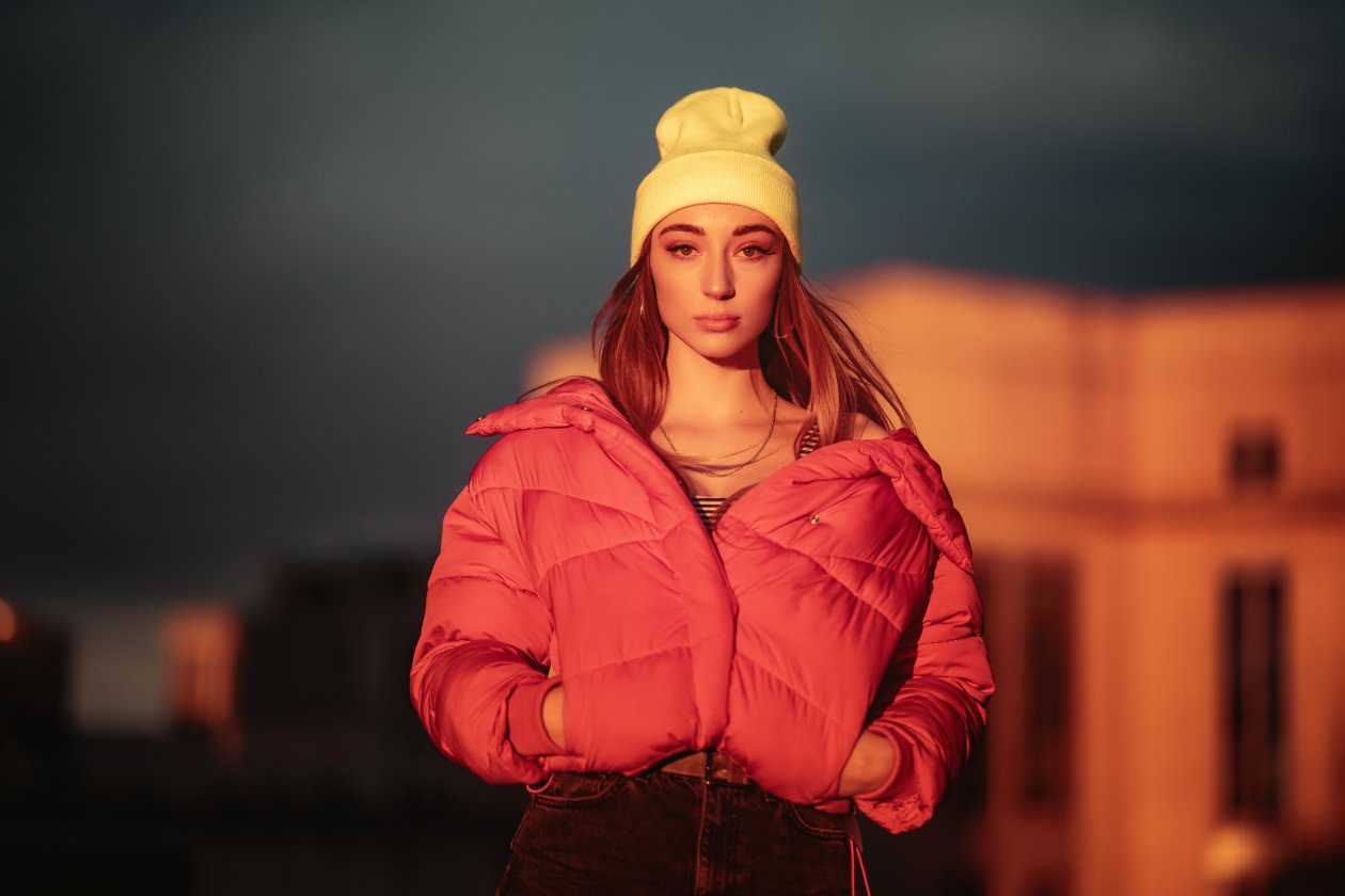Girl Hands In Pockets Jacket 4k