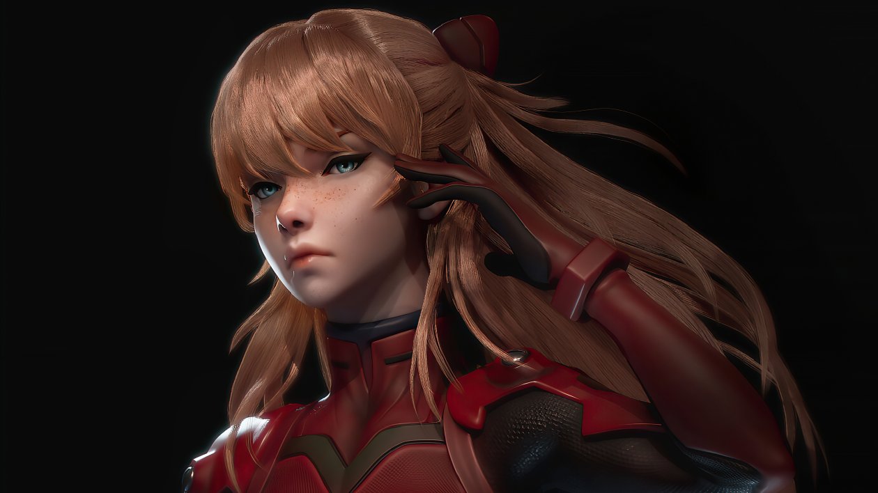 Evangelion Asuka Langley Cgi Art 4k