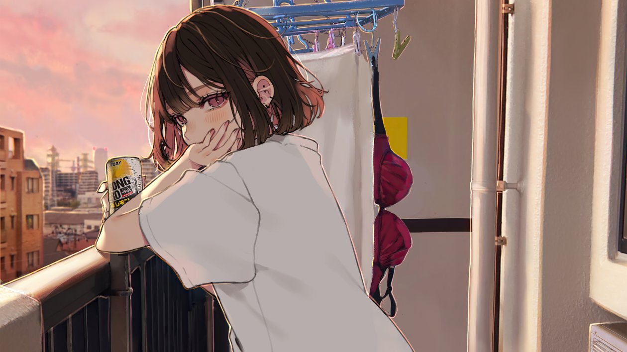 Anime Girl Chilling At Balcony 4k