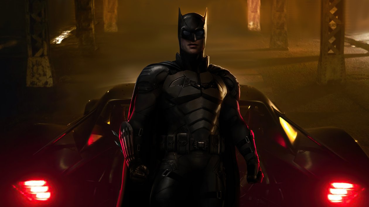Batman With Muscle Bat Car 4k