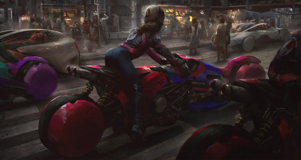 Cyberpunk Biker Girl 4k