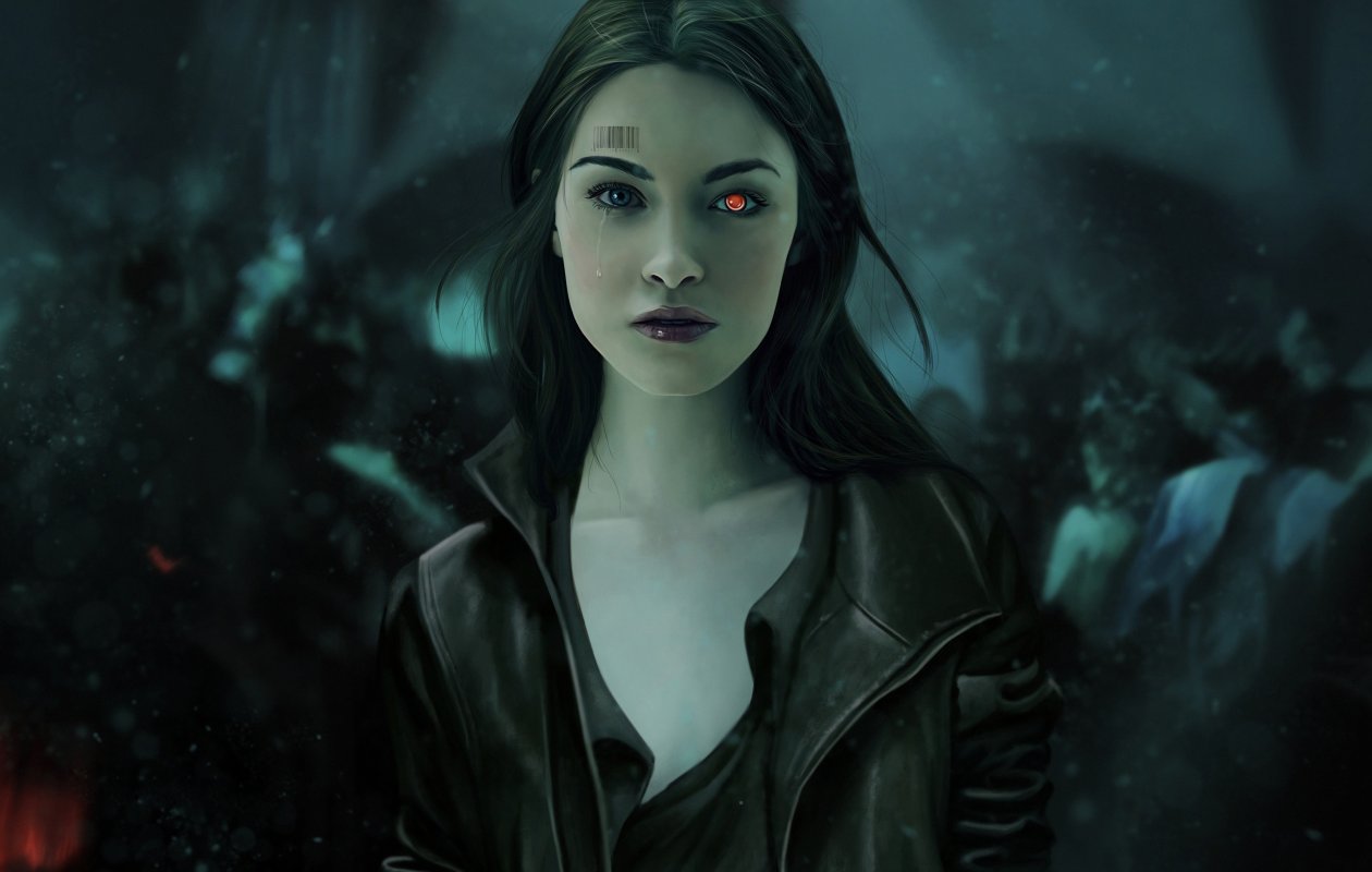 Cyborg Glowing Eyes 4k