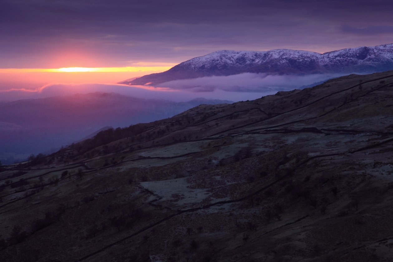 Lake District View Of Hills And Mountains In The Late Afternoon