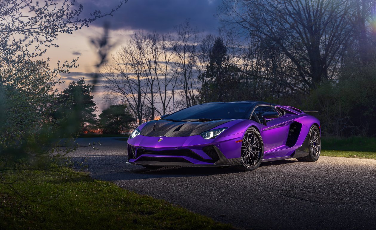 Purple Lamborghini Aventador 5k