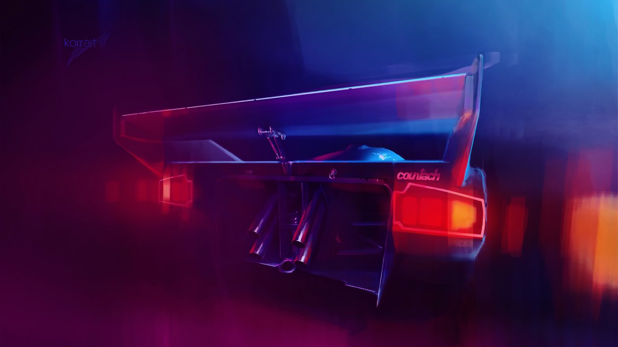 Lamborghini Countach Digital Art 4k