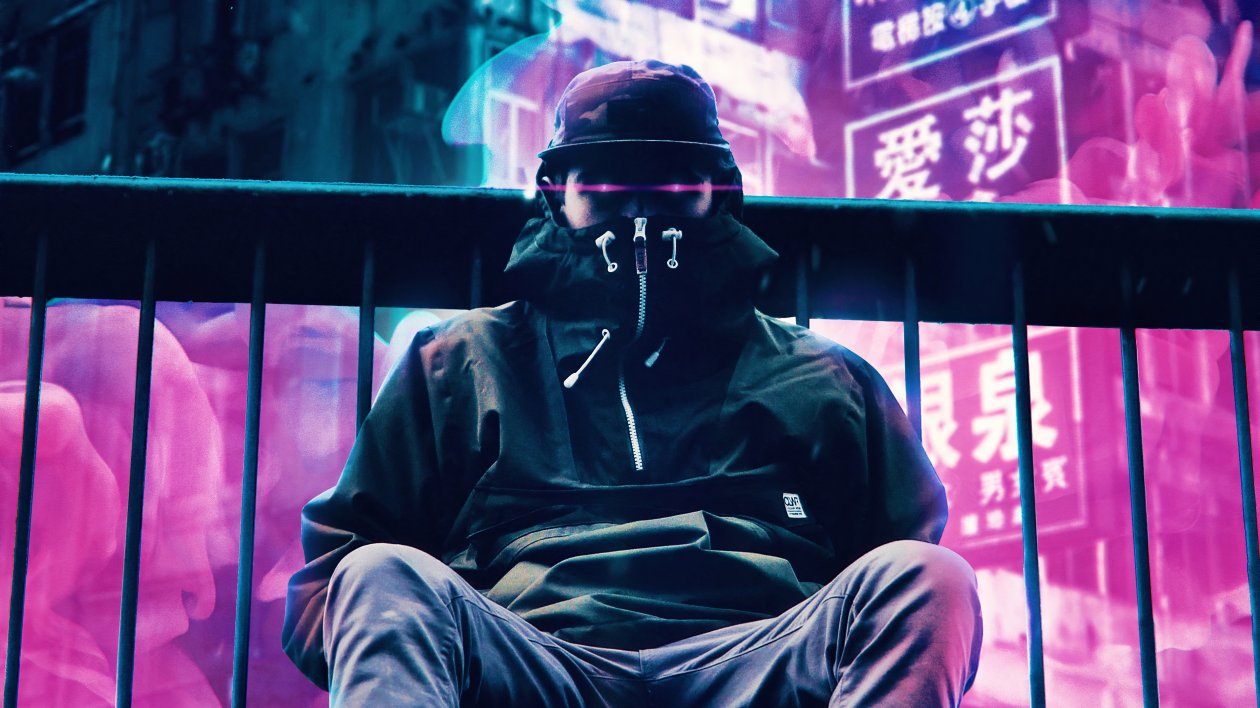 Half Face Covered Smoke Guy