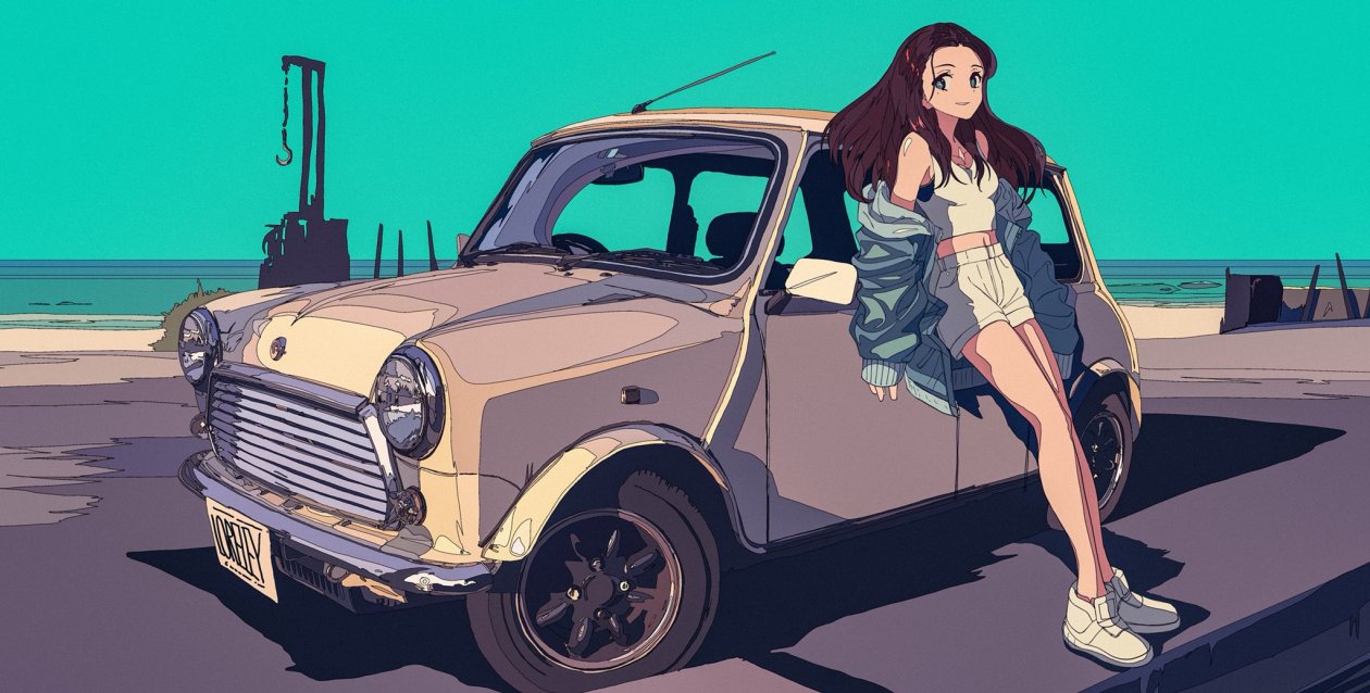 Car Beach Jacket Anime