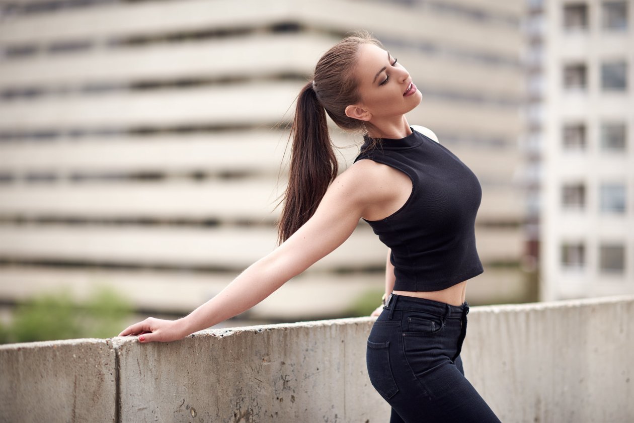 Girl In Black Dress Depth Of Field