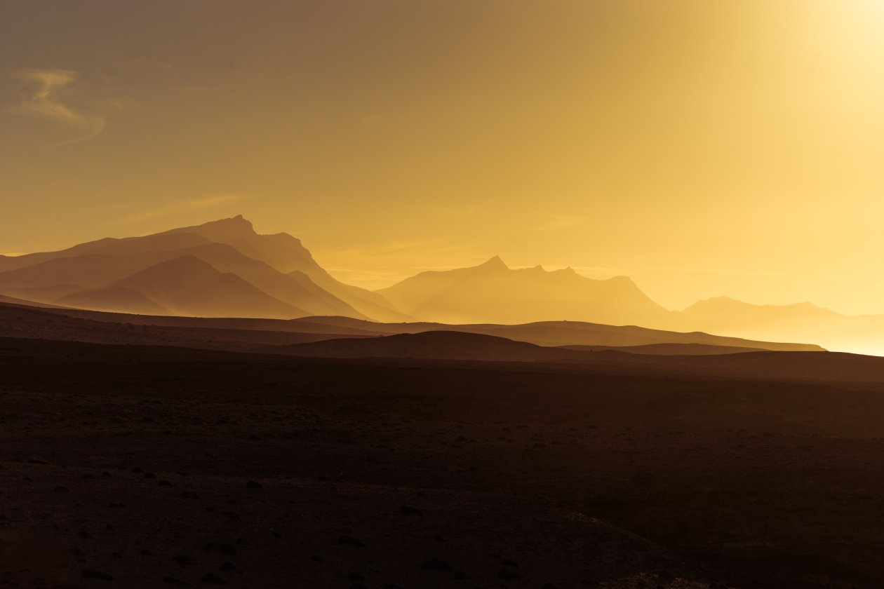 Golden Hour Orange Sunrise Mountains View