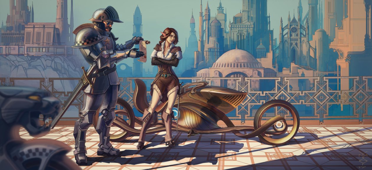 Scifi Girl Cyberpunk Conceptual Bike Artwork