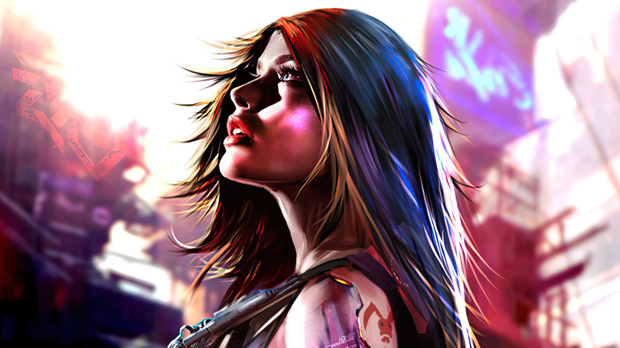 Red Rabbit Cyberpunk Girl 4k