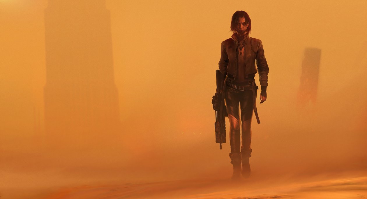 Cyborg Girl Assault Rifle 5k