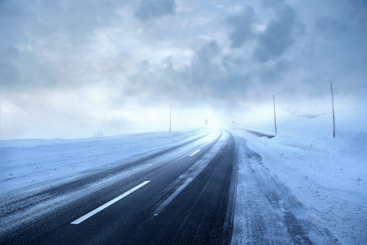 Road Covered With Snow Storm Winter Season 4k 5k