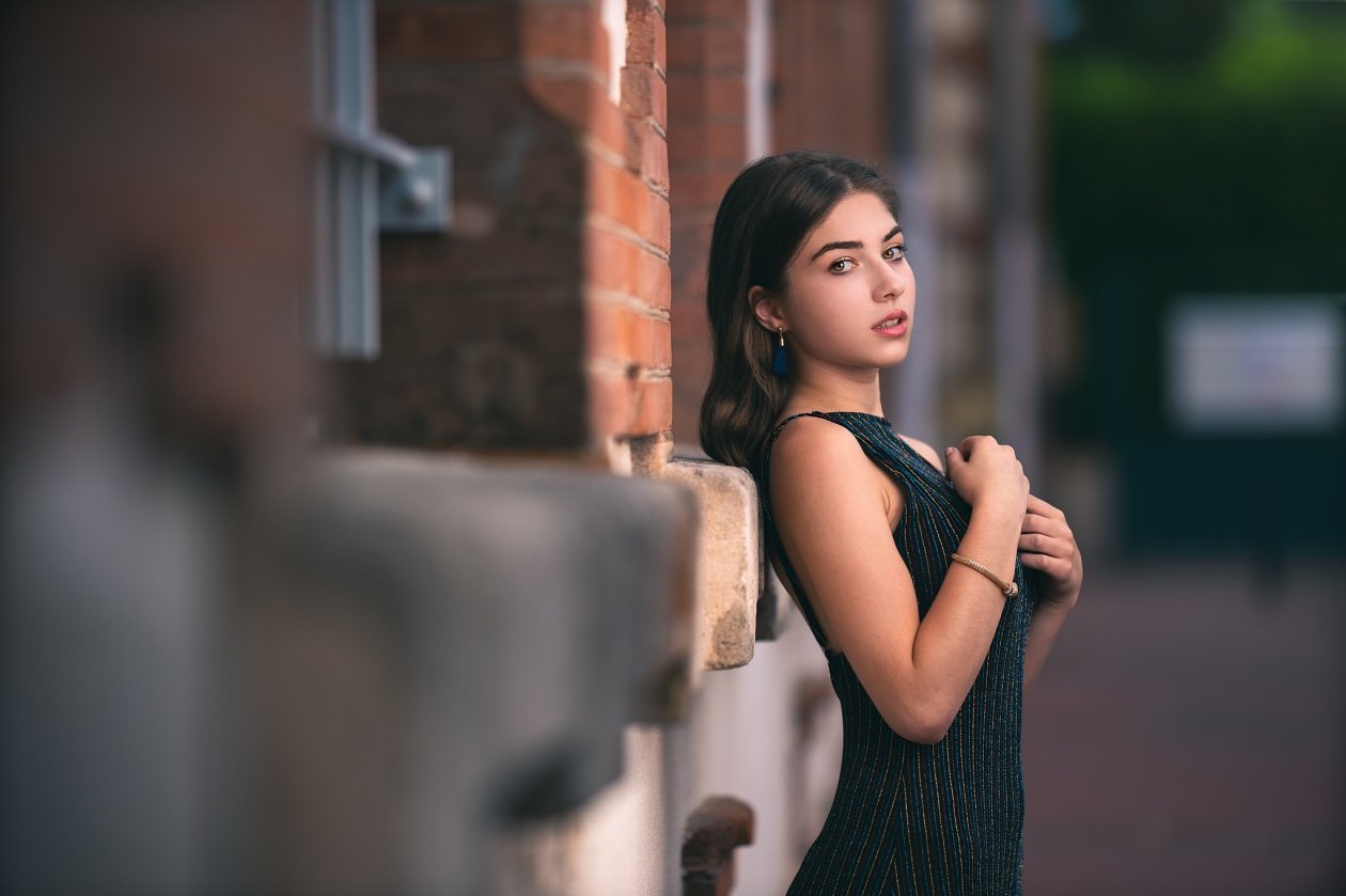 Girl Pose Hands Glance Dress