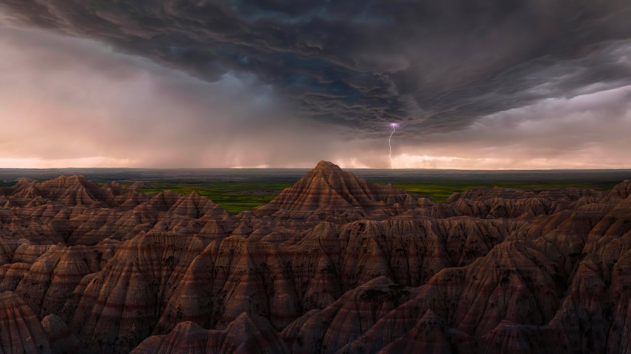 Thunderstorm Over The Badlands Of South Dakota
