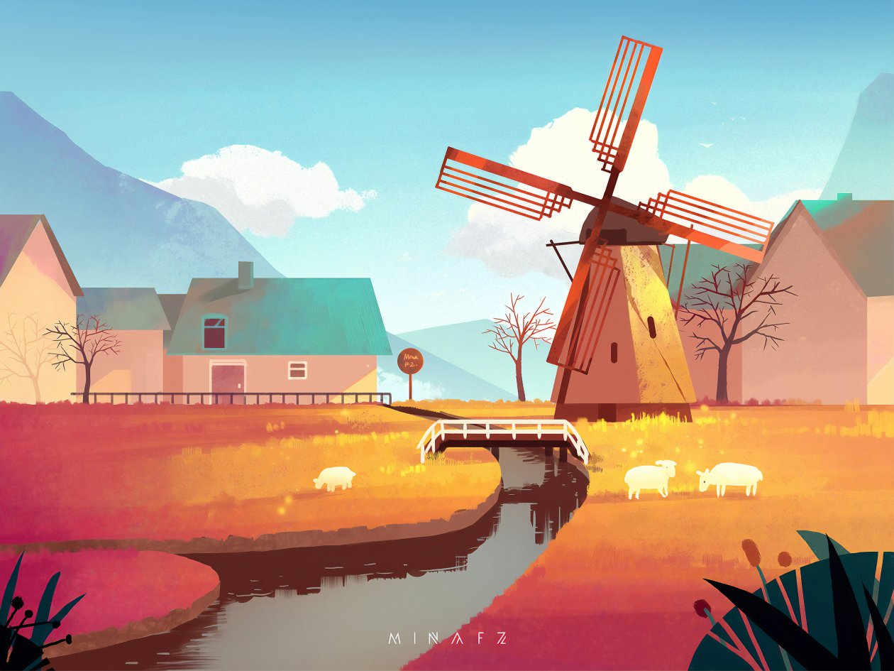Windmill Art 4k