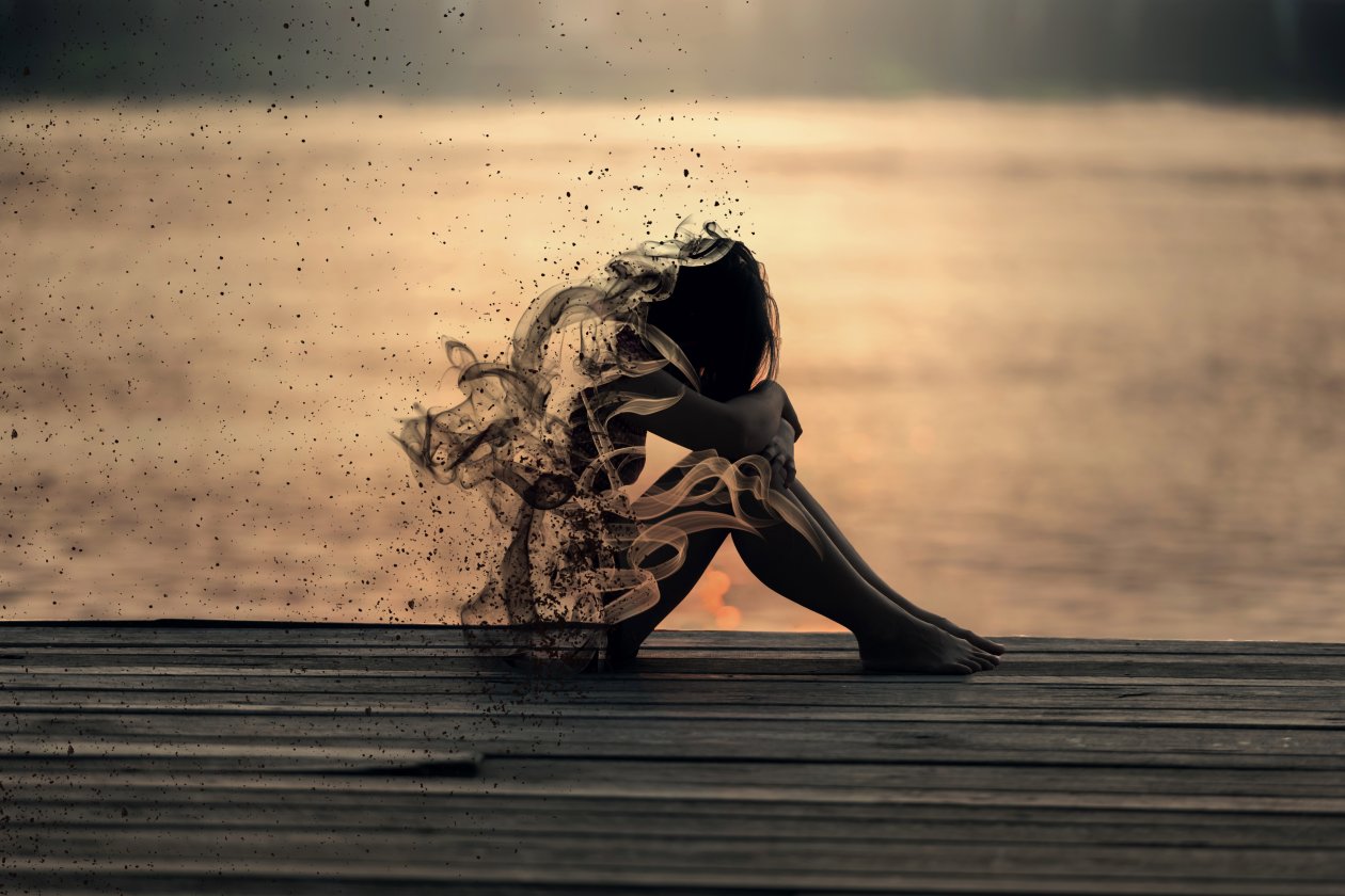 Girl Sitting On Pier Artwork