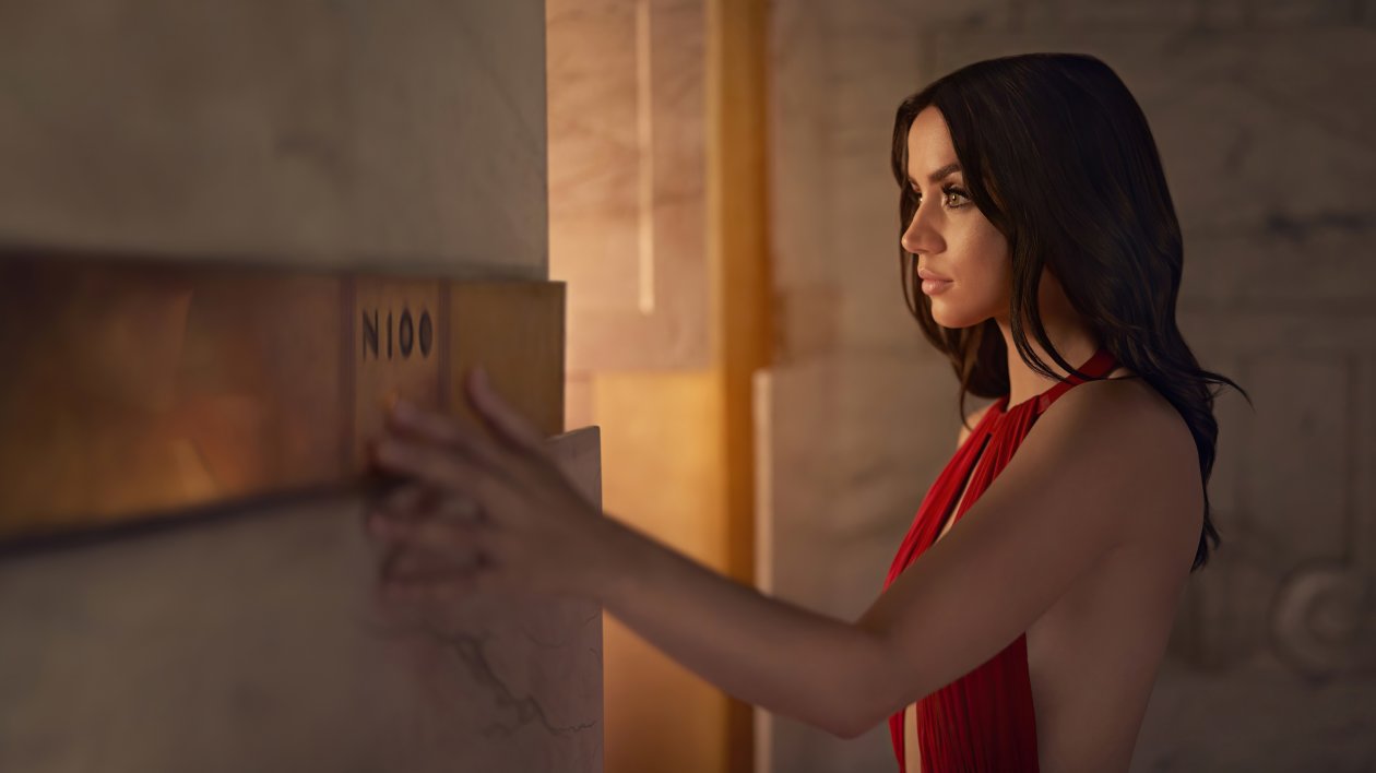 Ana De Armas In Red Dress 4k