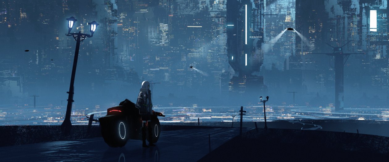 Cyberpunk City Anime Girl 5k