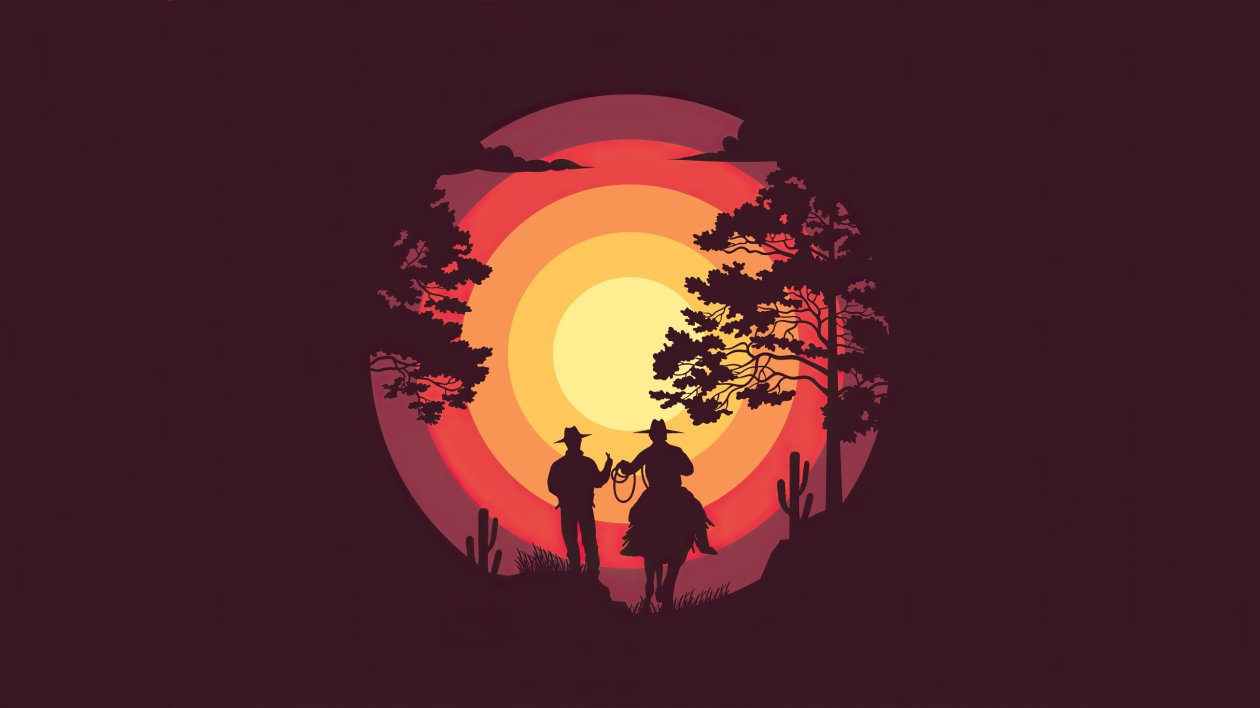 Cow Boys Rider Minimalism