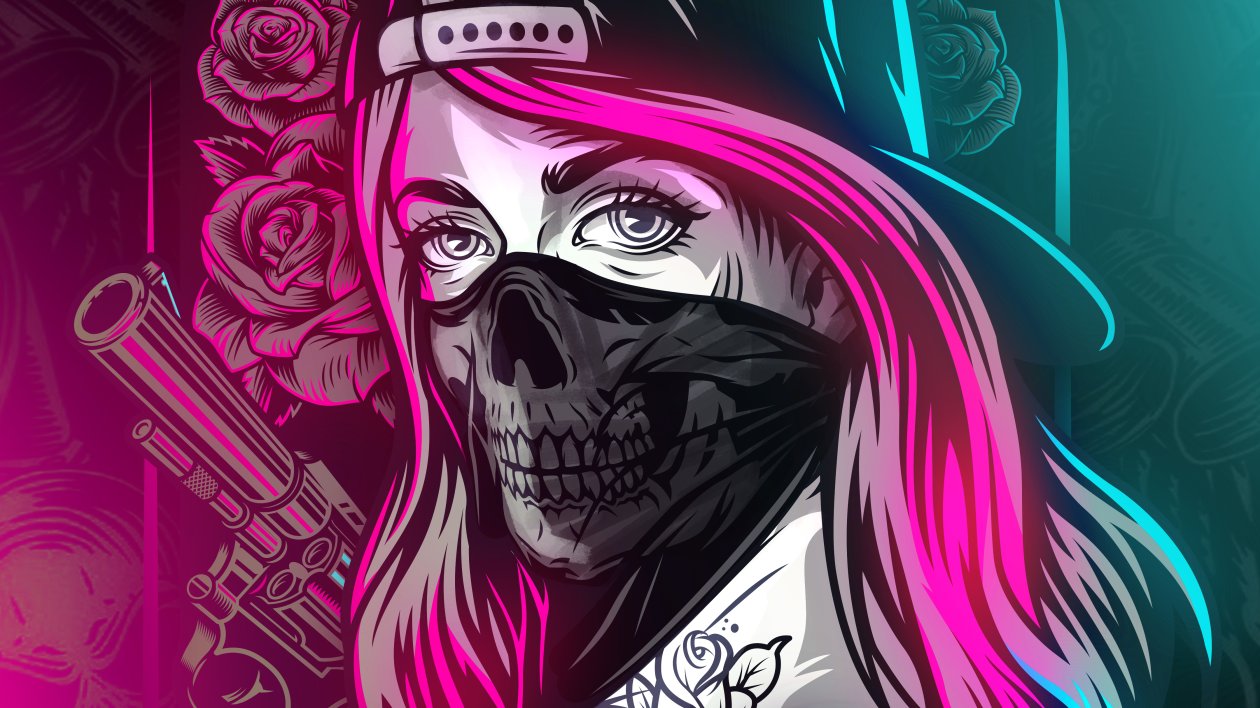 Guns And Cash Girl With Mask Artistic Art