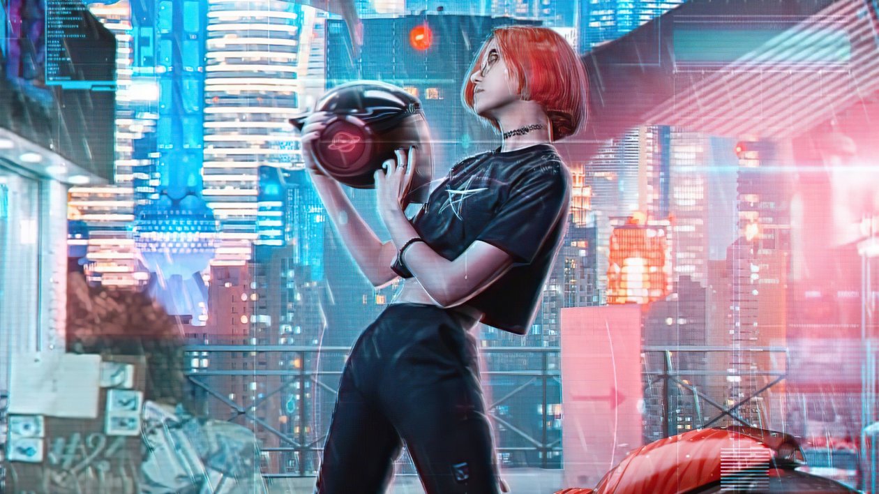 Cyber Helmet Girl 4k