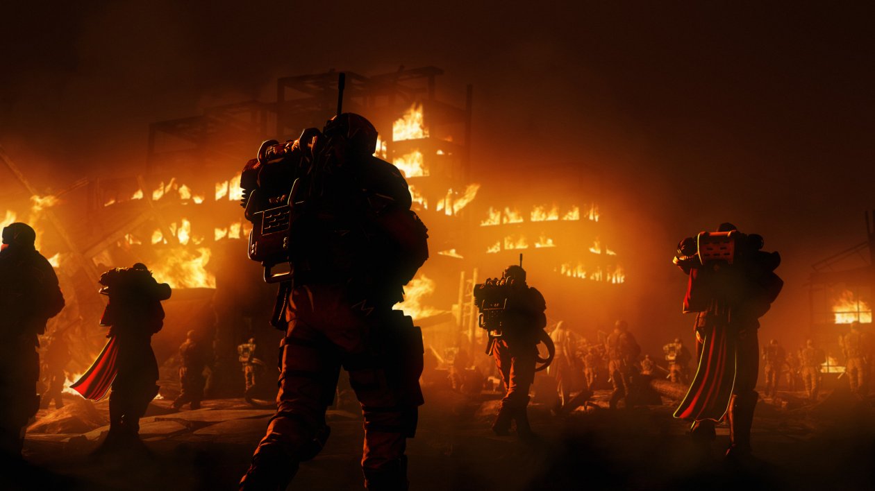 Warriros In Metal Jackets War Night Fire
