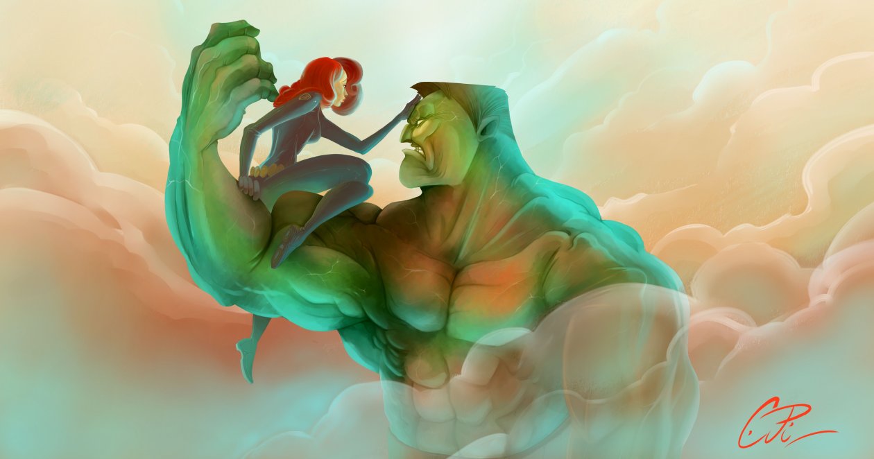 Hulk And Black Widow Artwork