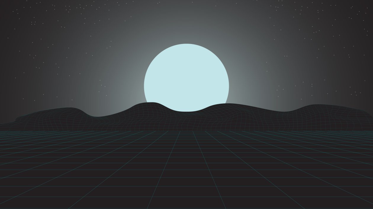 Moon Mountains Wire Frame Grid Lines 4k