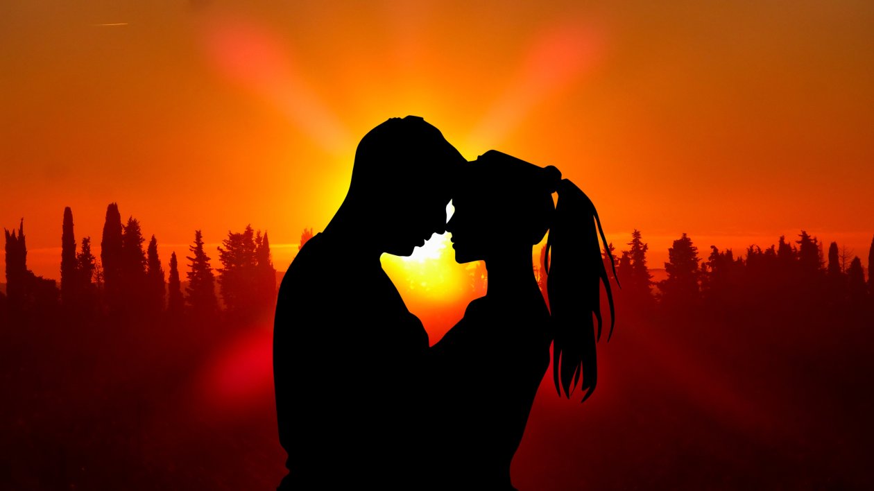 Sunset Couple Love Silhouette 5k