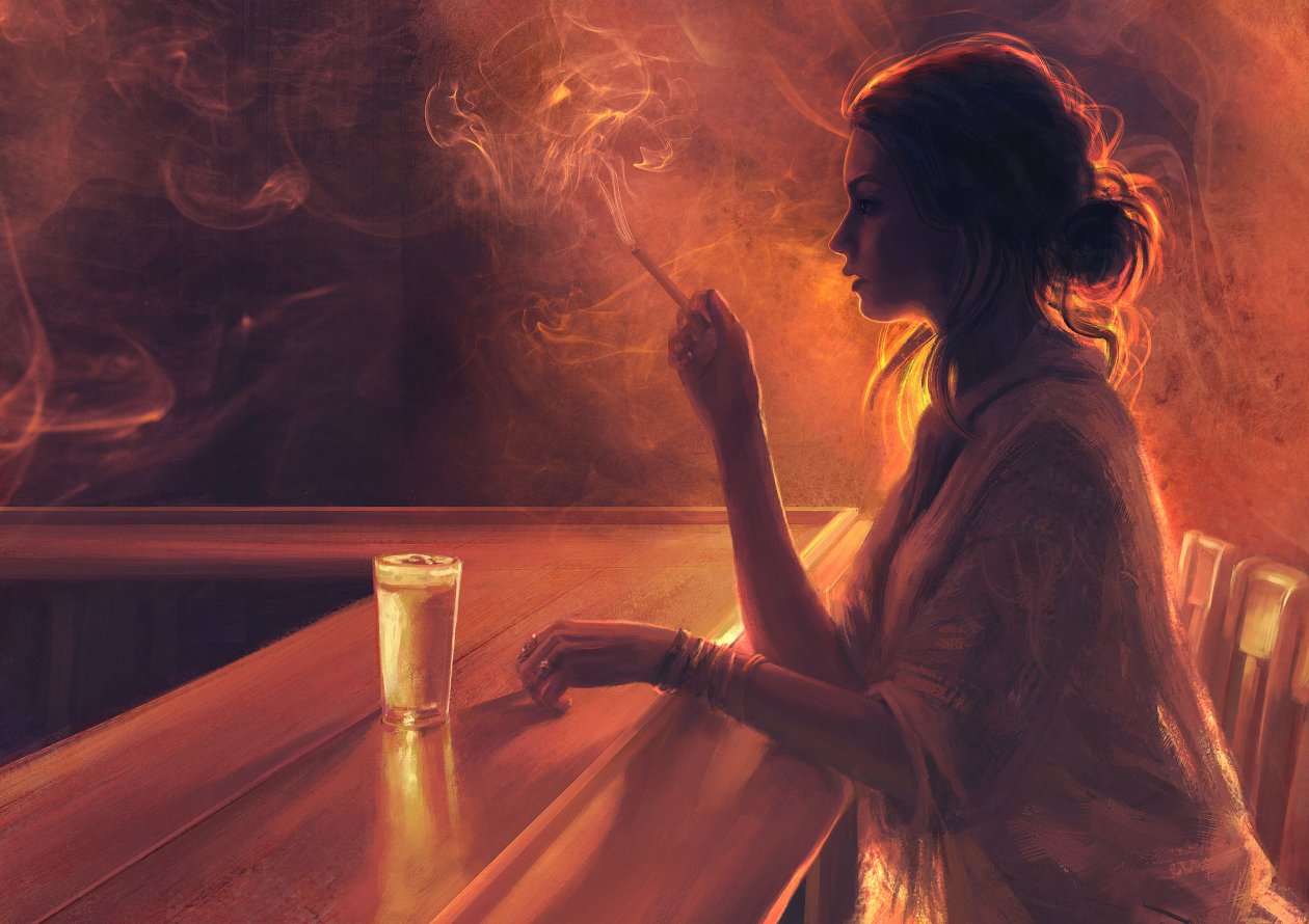 Girl Smoking Artwork