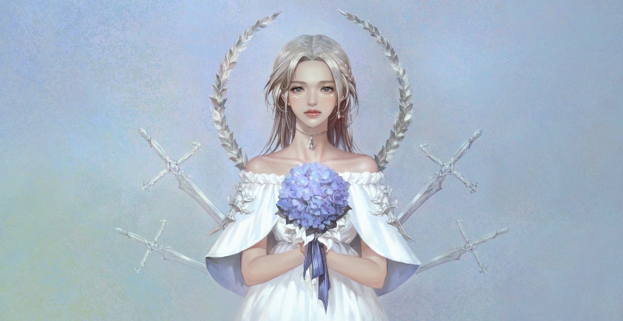 Anime Girl With Flowers 4k