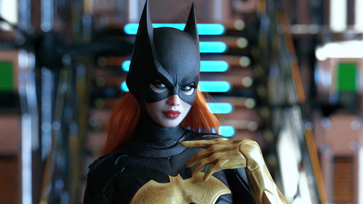 Batgirl Black Suit Gold Armor 4k